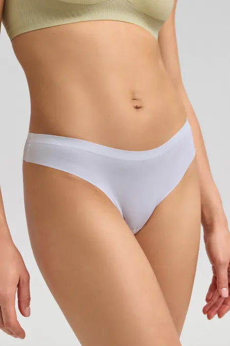 Mısırlı Lazer Kesim Görünmez Brazilian Külot Beyaz