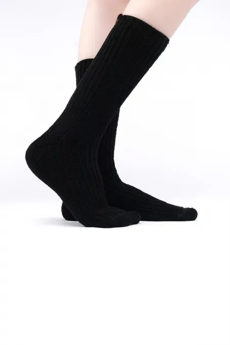 Chaussettes simples en coton éponge noir pour femmes égyptiennes