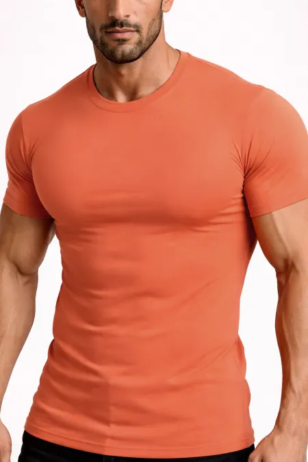 Mısırlı ORGANIC Pamuklu HERCULES Slim Fit Bisiklet Yaka Fanila / T-Shirt Pas Kırmızı