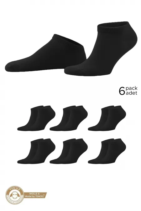 Egyptian Unisex Modal By Tencel & Wool Blend 6 Pairs Ankle Socks Black Egyptian Unisex Modal By Tencel & Wool Blend 6 Pairs Ankle Socks Black