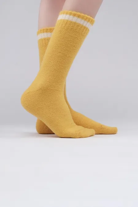 Chaussettes thermiques douces et moelleuses pour femmes, jaune foncé, de marque égyptienne