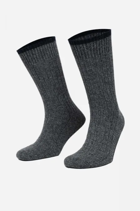 Mısırlı Erkek Kuzu Yünü (Lambswool) Tekli Soket Çorap Füme