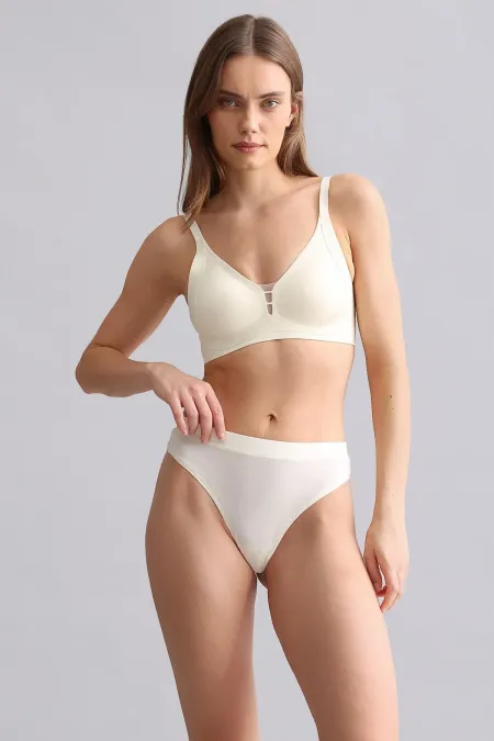 Mısırlı Modal By TENCEL HERA Gizli Lastikli 3'Lü Tanga Ekru