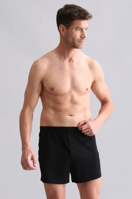 Mısırlı ORGANIC Cotton Relax Loose Fit Button-Down Extra Wide Leg Boxer Shorts Black