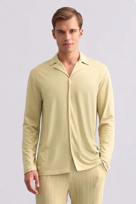 Chemise égyptienne à manches longues en bambou, vert sauge