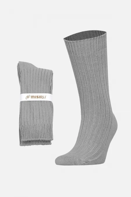 Chaussettes d'hiver unisexes en coton bio égyptien gris