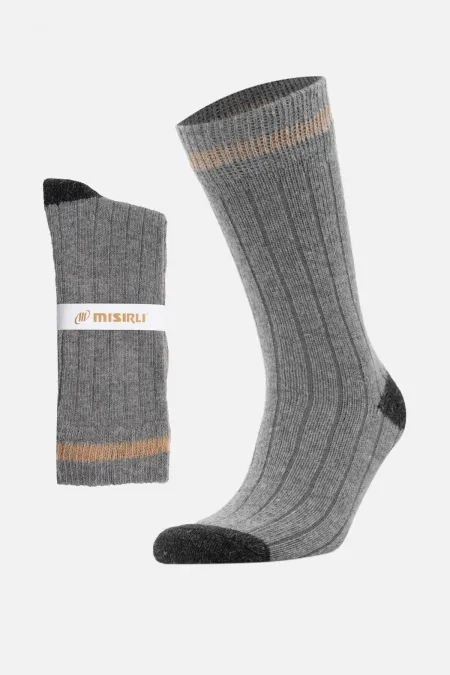 Chaussettes d'hiver unisexes en laine d'alpaga égyptienne, modèle unique, grises.