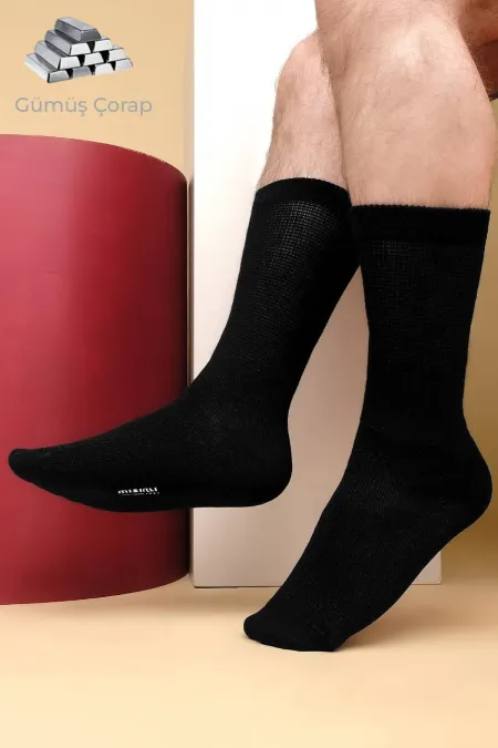 Men's 10% Silver Single Socket Socks, Black