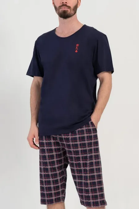 Mısırlı Erkek Kısa Kollu Kapri Takım Lacivert