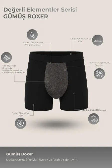 Boxer long Silverman Silver pour homme, couleur noire, style égyptien.