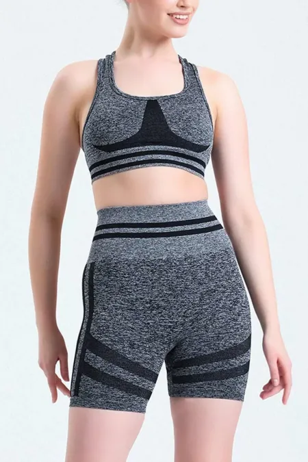 Mısırlı Women's Hip Shaping Bralette-Shorts Leggings Set Grey