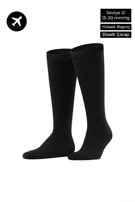 Chaussettes de vol et de pilote unisexes en microfibre égyptienne avec technologie de serrage spéciale, noires