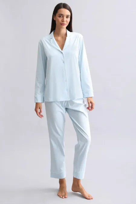 Mısırlı Kadın %100 Pamuk Pijama Takımı Bebe Mavi
