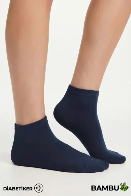 Unisex Bambu Diyabetik Sneaker Çorap Lacivert