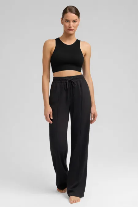 Mısırlı Women's Modal Front Stitched Straight Leg Trousers Anthracite