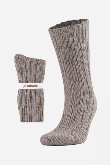 Mısırlı Unisex 5-Ply Alpaca Wool Winter Single Sock Beige