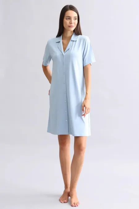 Chemise de nuit en bambou bleu pour femme égyptienne