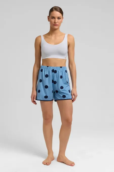 Mısırlı Women's Modal Knit Polka Dot Shorts Baby Blue