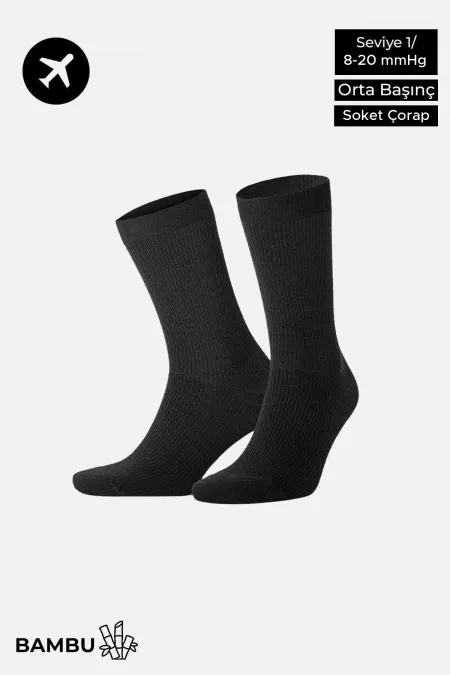 Chaussettes de vol et de pilotage unisexes en bambou égyptien, pointure 34, avec technologie de serrage spéciale, noires