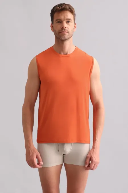 Mısırlı BAMBOO ZEUS Regular Fit Crew Neck Athletic Tank Top / T-Shirt Rust Red