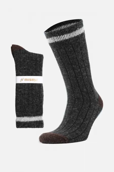 Chaussettes d'hiver unisexes en laine d'alpaga égyptienne, modèle Hoop Single, anthracite