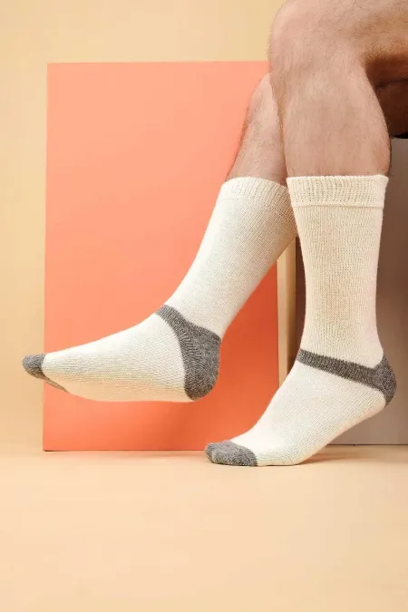 Chaussettes simples en laine d'alpaga pour homme, couleur écru, de fabrication égyptienne