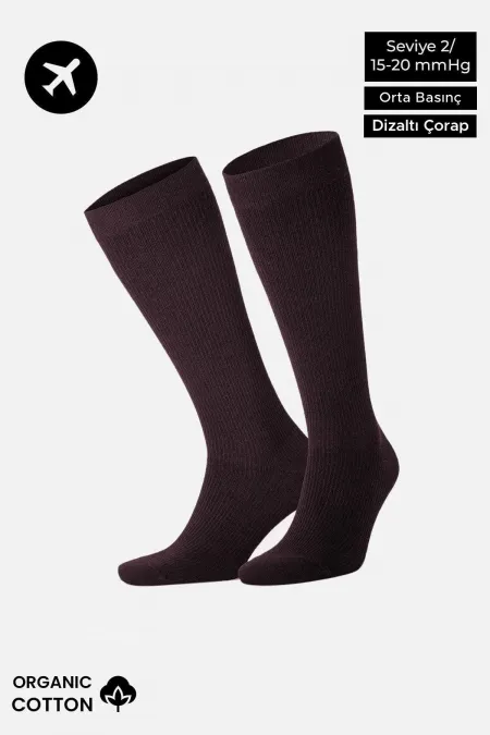Chaussettes hautes unisexes en coton biologique égyptien, style aviateur et pilote, avec technologie de serrage spéciale, violettes.