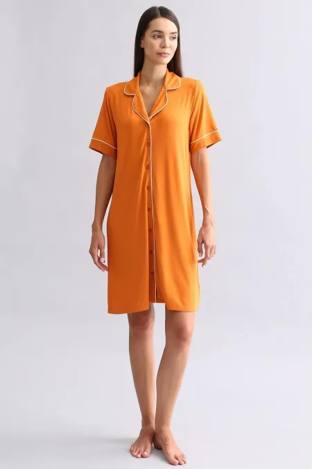 Chemise de nuit égyptienne en modal rouge rouille