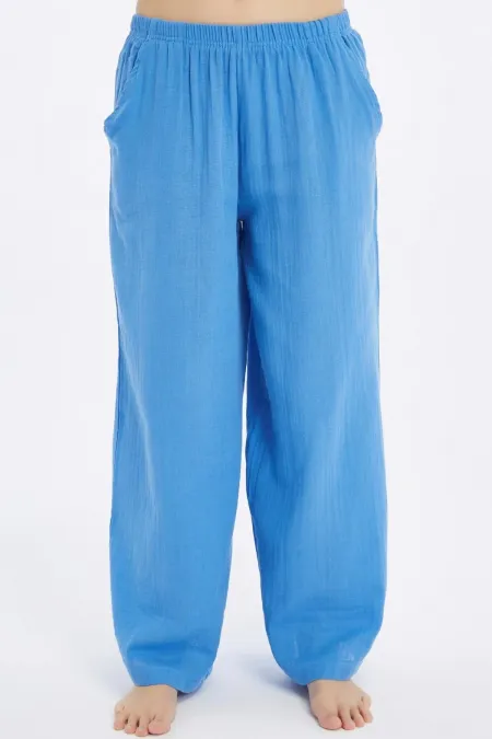 Mısırlı Muslin Cotton Trousers Blue