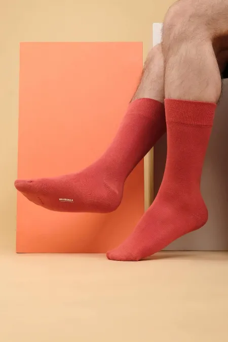 Chaussettes égyptiennes pour homme en coton biologique, coloris terracotta