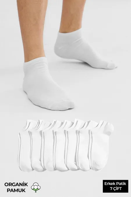 Coffret de 7 paires de chaussettes blanches en coton biologique pour homme