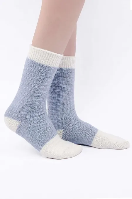 Chaussettes simples en laine de mouton égyptienne pour femmes, bleues