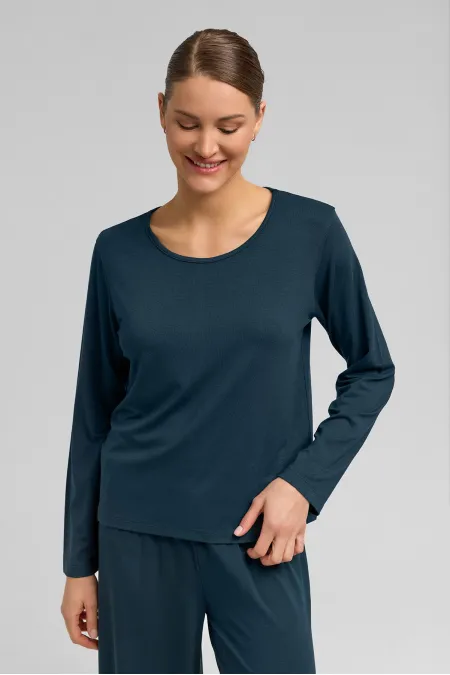 Women's Knitted Long-Sleeve T-Shirt Anthracite