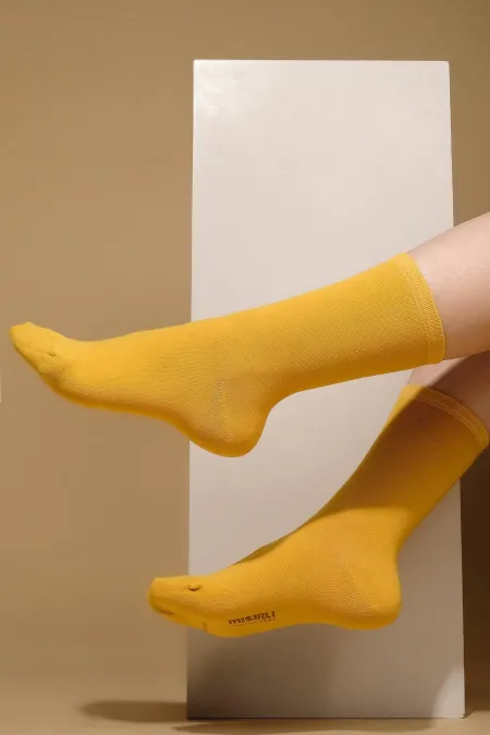 Chaussettes simples en coton biologique pour femmes égyptiennes, jaunes