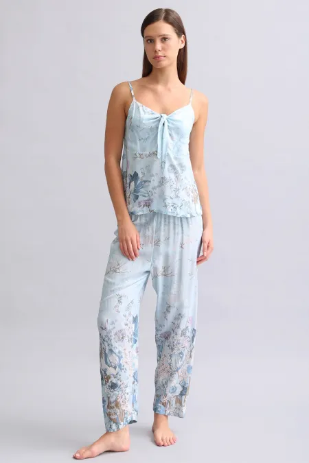 Mısırlı Kadın Viskon Dokuma Pijama Mavi