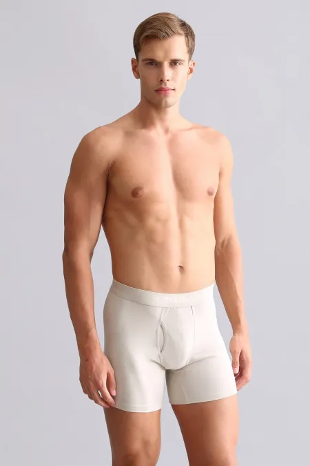 Boxer long SPARTACUS PLUS PERFORMANCE en coton biologique égyptien, beige terre