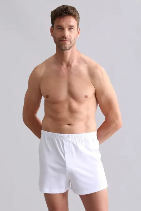 Mısırlı ORGANIC Cotton Relax Loose Fit Button-Down Extra Wide Leg Boxer Shorts White