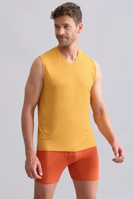 Mısırlı BAMBU ZEUS Regular Fit V Yaka Sporcu Atlet / T-Shirt Hardal