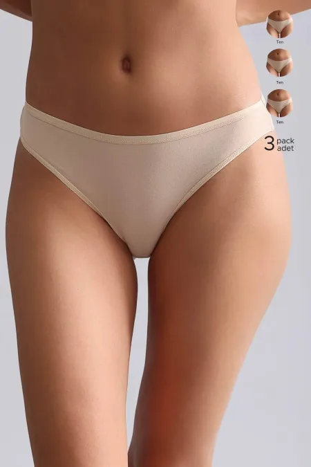 Mısırlı Modal By TENCEL HERA İnce Lastikli 3'Lü Brazillian Külot Ten