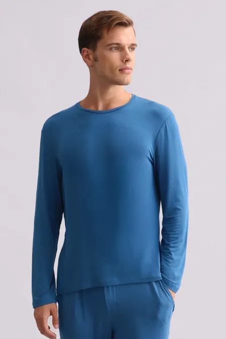 Sweat-shirt modal pour homme, bleu marine foncé, style égyptien