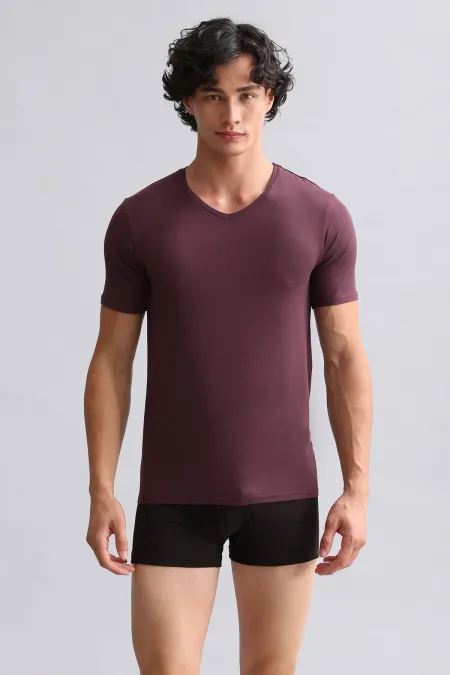 Mısırlı BAMBU HERCULES Slim Fit V Yaka Fanila / T-Shirt Mor