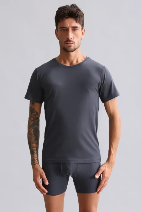 Mısırlı BAMBOO HERCULES Slim Fit Crew Neck Undershirt/T-Shirt Anthracite