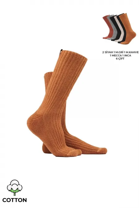 Mısırlı Kadın Pamuklu Havlu 6 Çift Kutulu Soket Çorap Çok Renkli