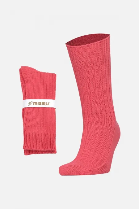 Chaussettes d'hiver unisexes en coton bio égyptien rose