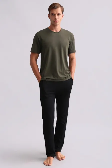 Ensemble pyjama à manches courtes pour homme, vert, en mélange de modal et de coton égyptien