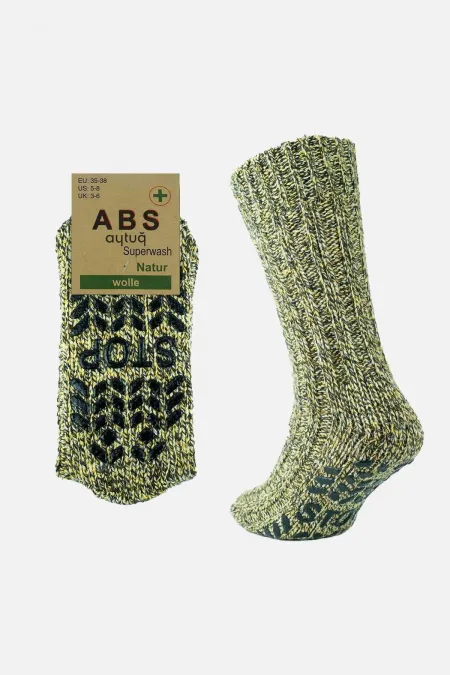 Chaussettes d'hiver jaunes en laine mérinos pour femmes égyptiennes, coupe-froid, semelle antidérapante.