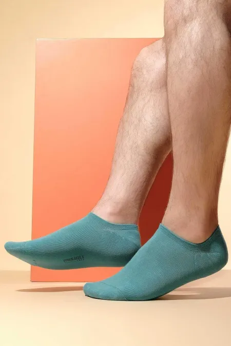 Chaussettes invisibles en coton biologique égyptien pour homme, bleu pastel