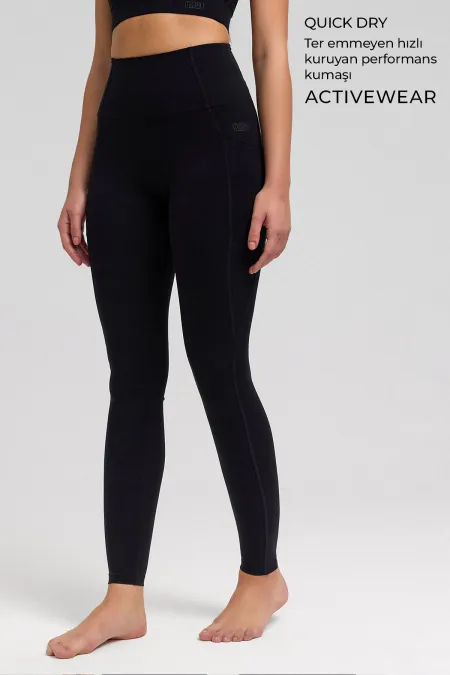 Leggings longs Ottaiva noirs pour femme, vêtements de sport