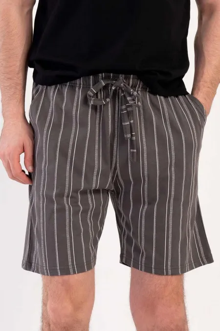 Short en coton pour homme, gris foncé, style égyptien Short en coton pour homme, gris foncé, style égyptien