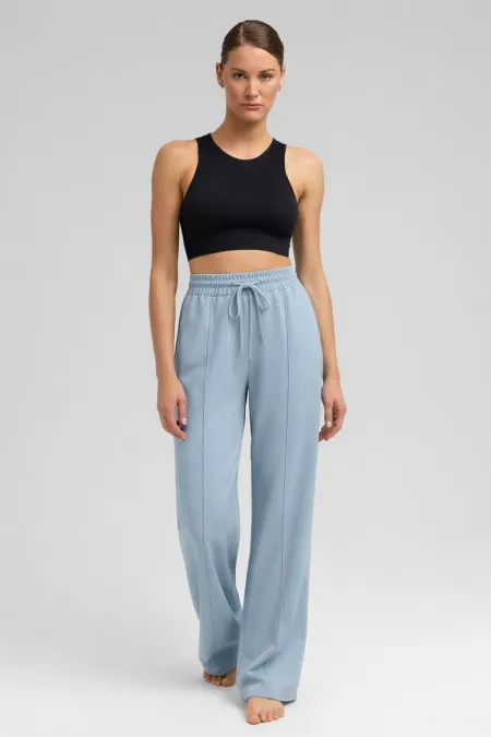 Mısırlı Women's Modal Front Stitched Straight Leg Trousers Blue